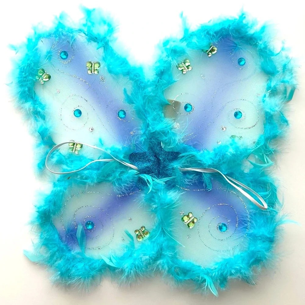 Costume Blue Fairy Butterfly Birthday Halloween Angel Wings w/Lights